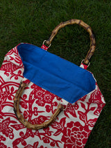 Paper-cutting Printed Canvas Bag with Bamboo Handle