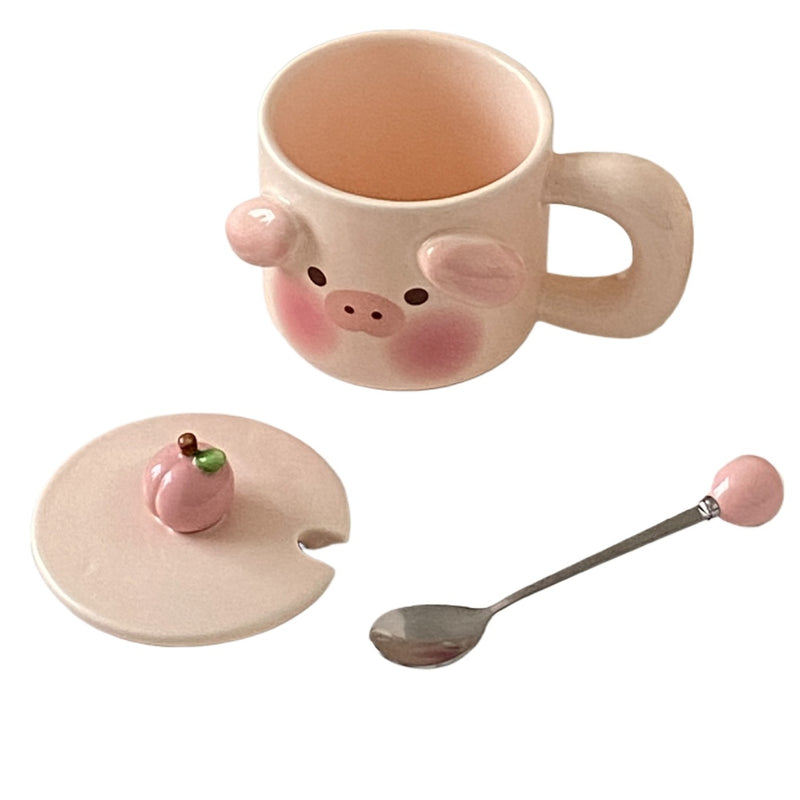 Cute Piggy Coffee Cups,13.5 Oz(Pink, 1 Piece)