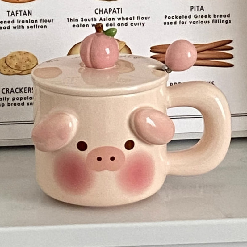 Cute Piggy Coffee Cups,13.5 Oz(Pink, 1 Piece)