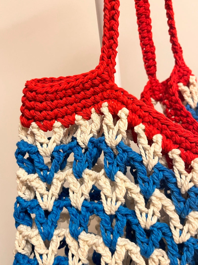 Ocean Blue Cotton Yarn Knitted Bag