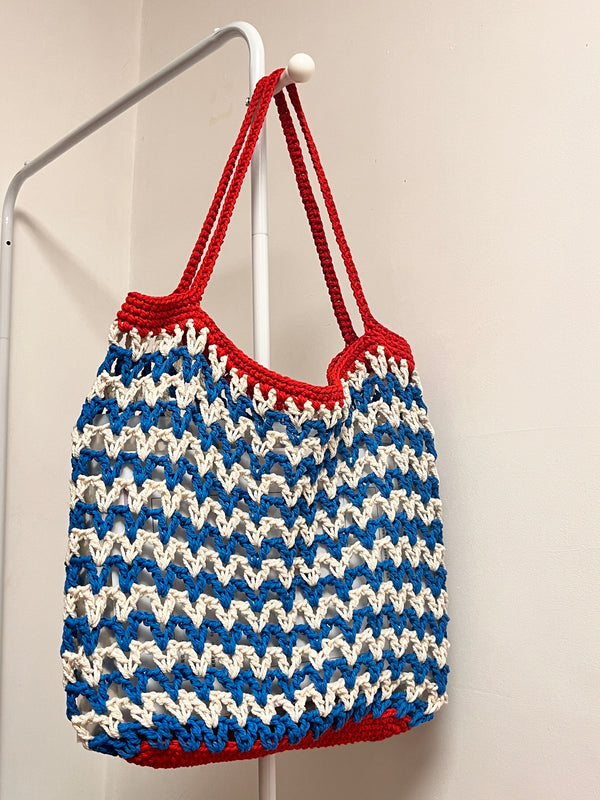 Ocean Blue Cotton Yarn Knitted Bag