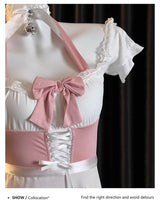 Lace Detailed Cosplay Maid Costume with Choker -Maid outfit