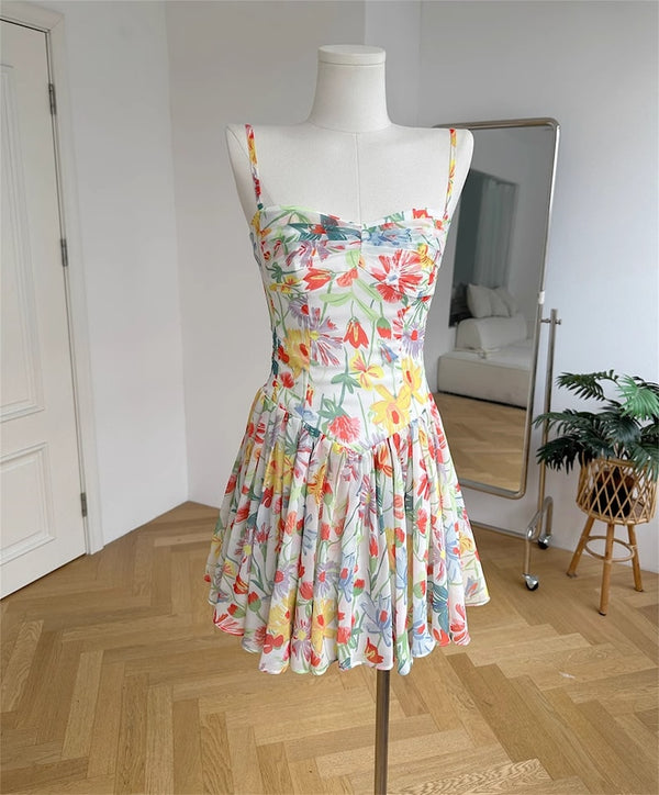 Floral Milkmaid Dress - Boho Dress for Summer